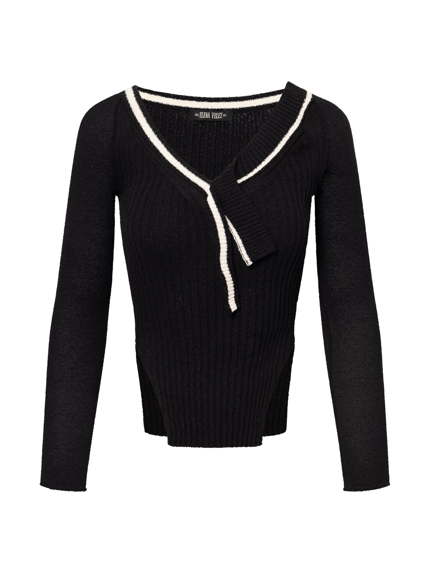 KNIT VARSITY CARDIGAN I ONYX COMBO