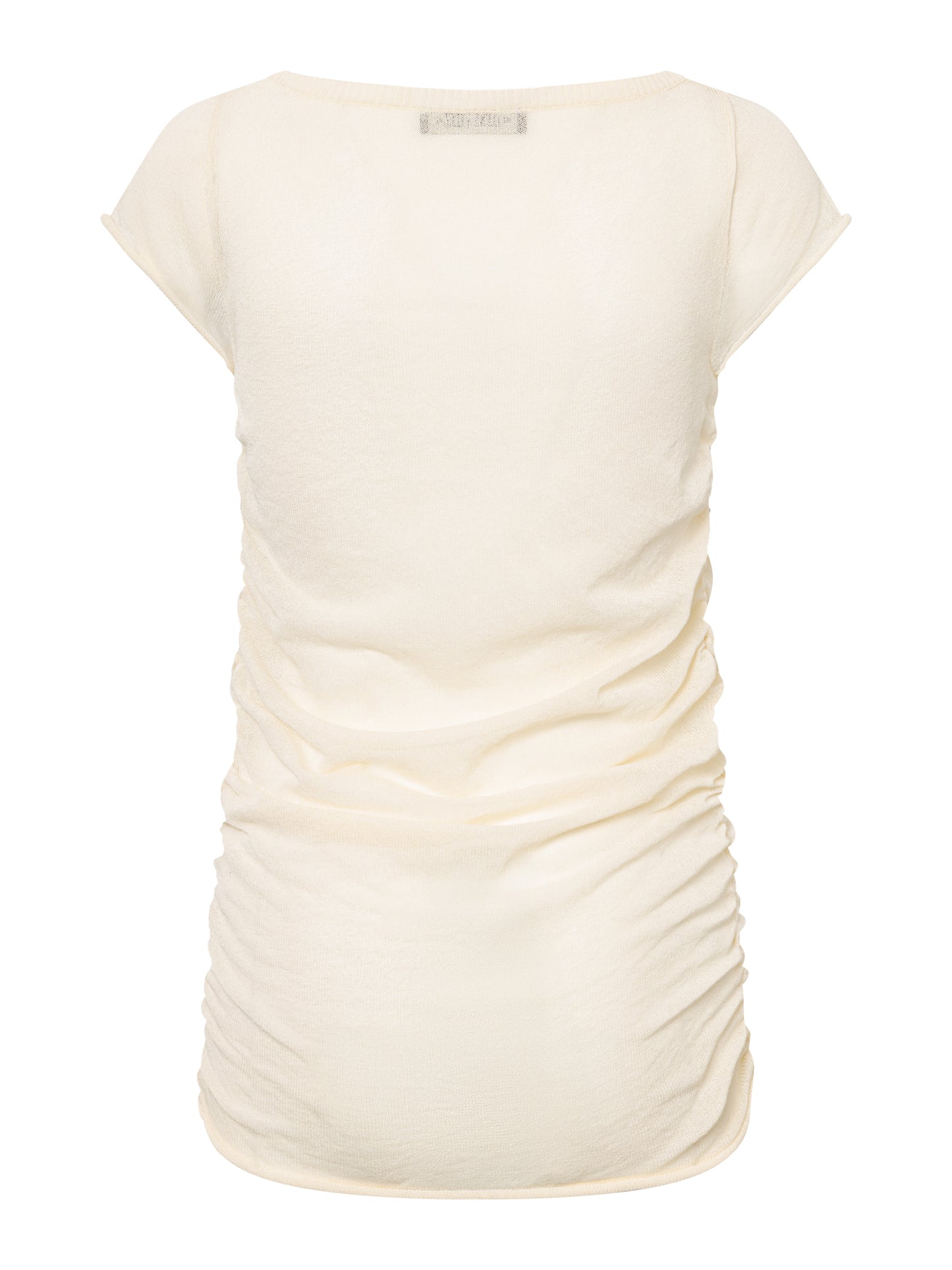 KNIT RUCHED T-SHIRT I IVORY