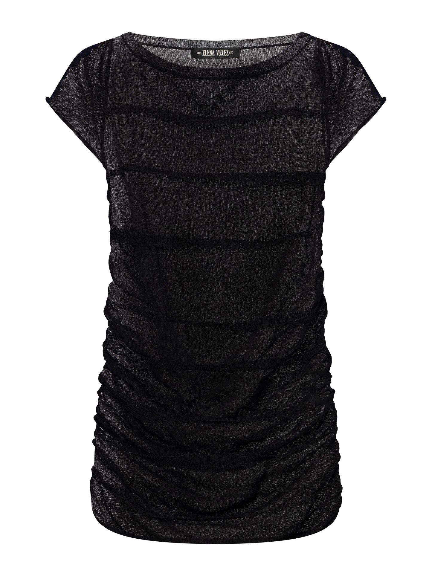 KNIT RUCHED T-SHIRT I ONYX
