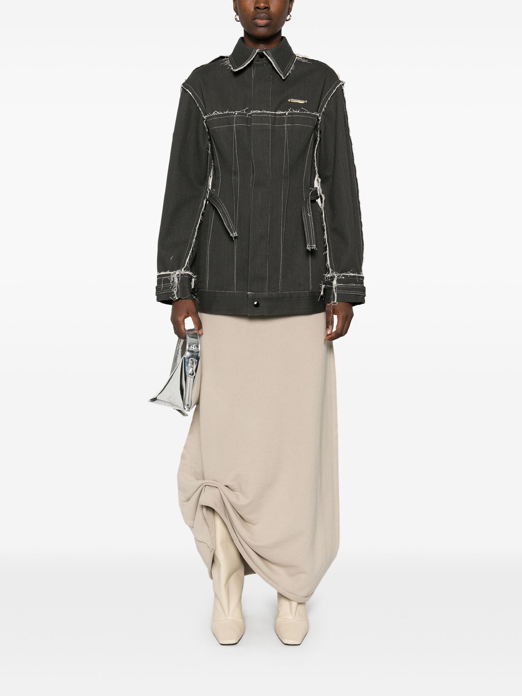 DARTED DENIM JACKET CHARCOAL