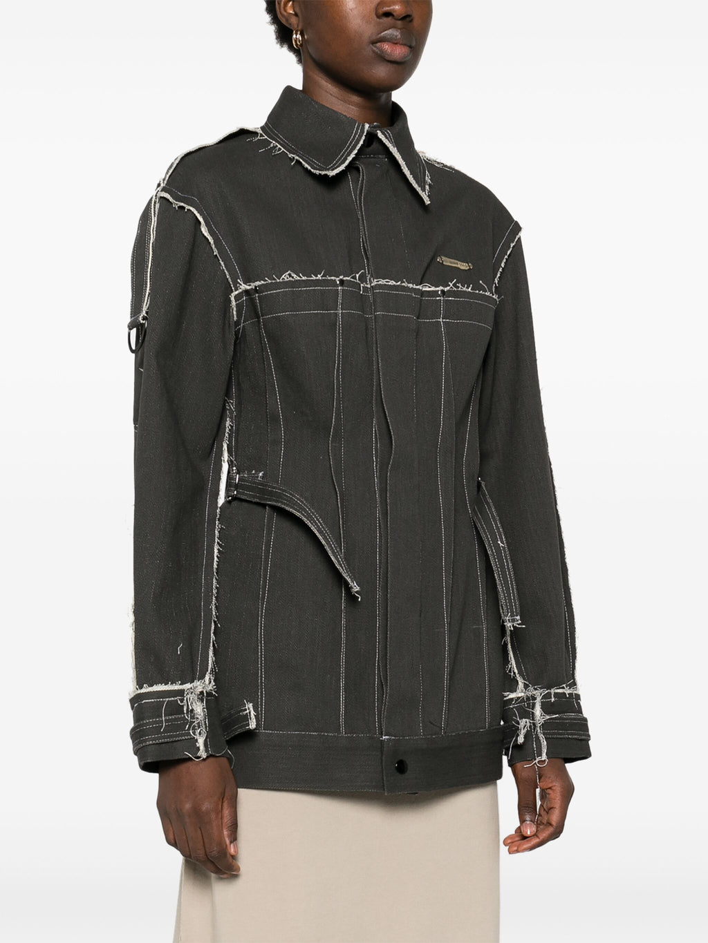 DARTED DENIM JACKET CHARCOAL