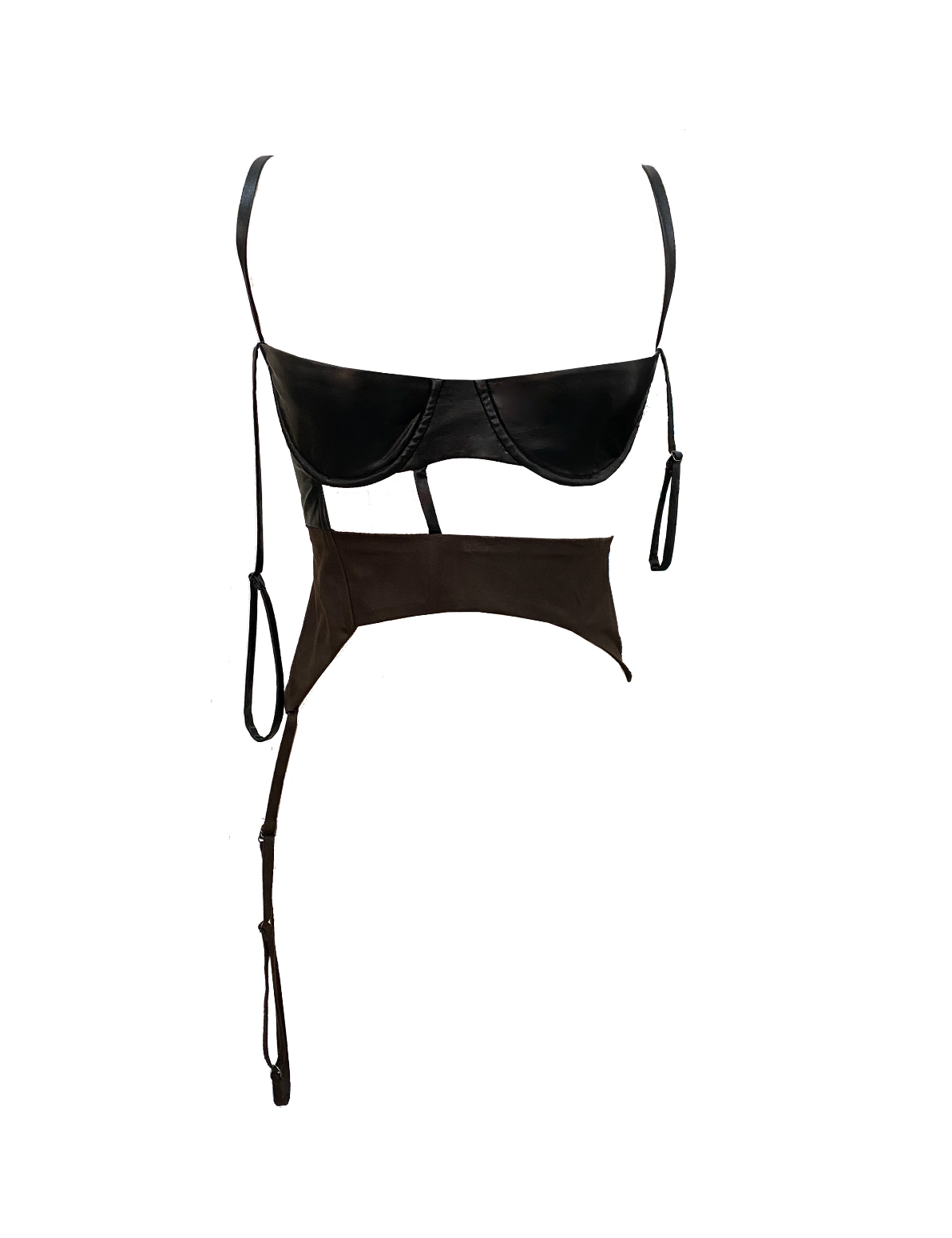 DECONSTRUCTED LEATHER BRA TOP