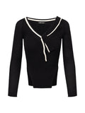 KNIT VARSITY CARDIGAN I ONYX COMBO