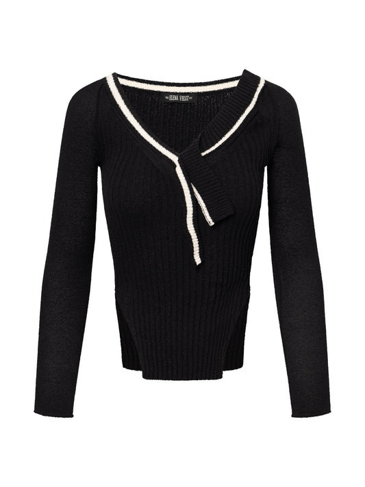 KNIT VARSITY CARDIGAN I ONYX COMBO