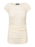KNIT RUCHED T-SHIRT I IVORY