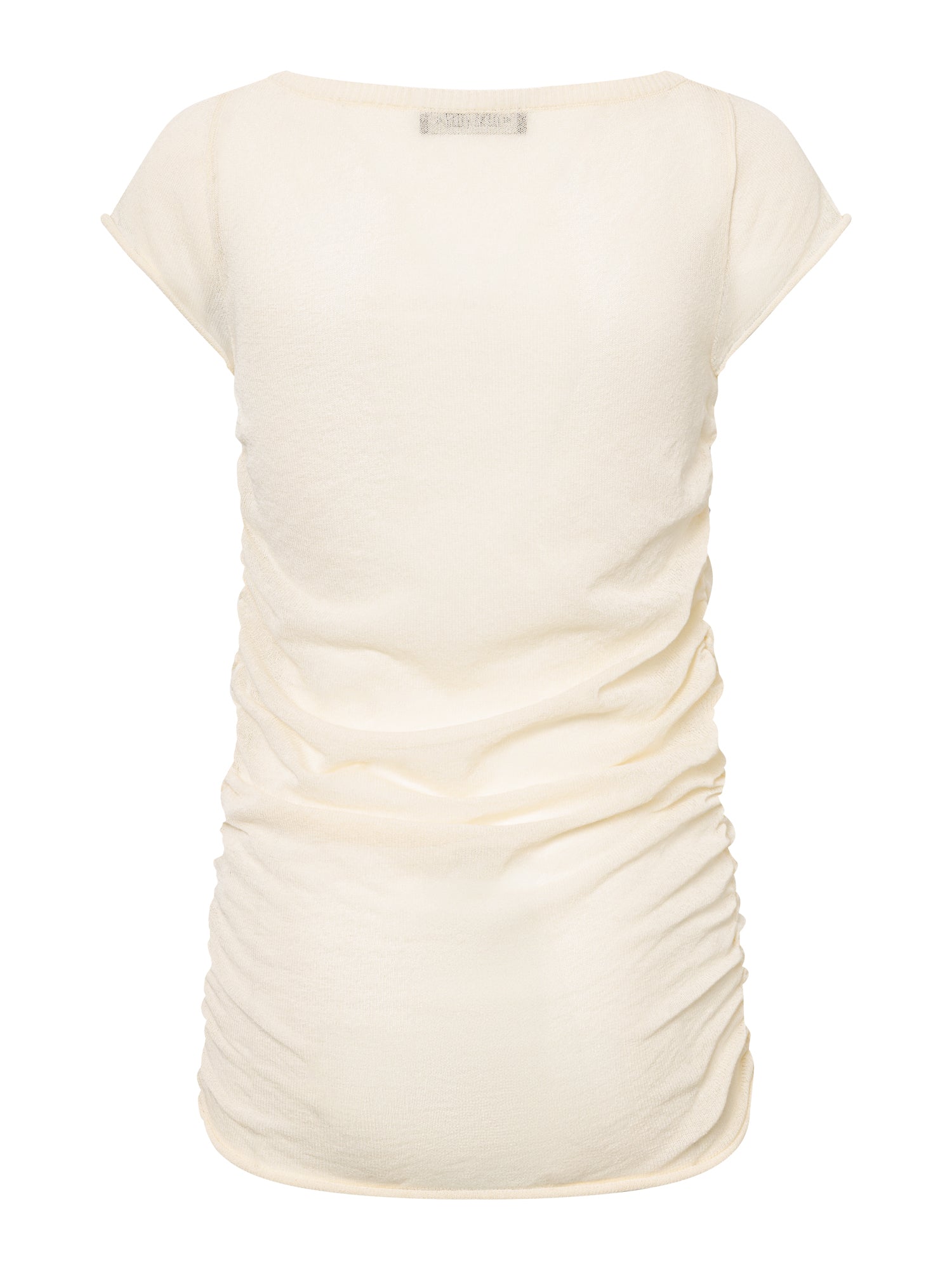 KNIT RUCHED T-SHIRT I IVORY