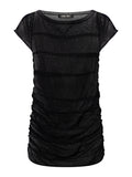 KNIT RUCHED T-SHIRT I ONYX