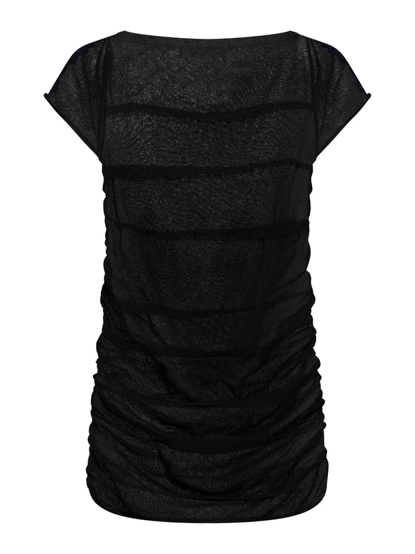 KNIT RUCHED T-SHIRT I ONYX