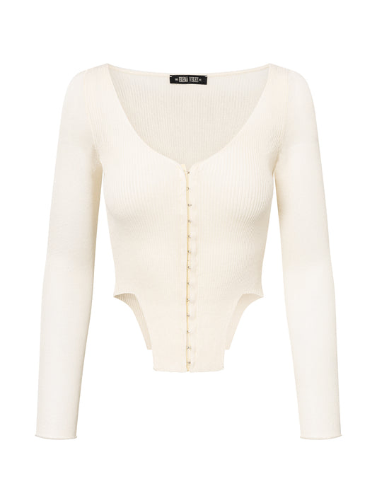 HOOK & EYE KNIT TOP I ECRU