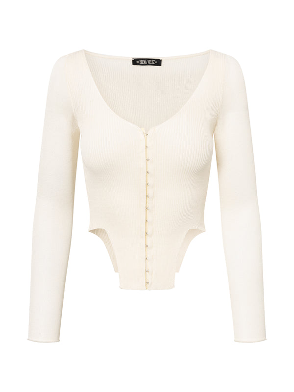 HOOK & EYE KNIT TOP I ECRU