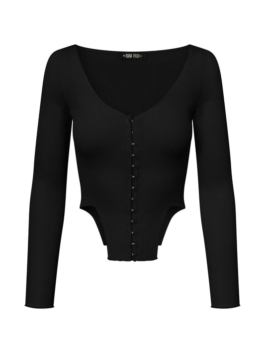 HOOK & EYE KNIT TOP I ONYX