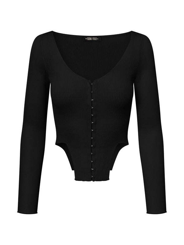 HOOK & EYE KNIT TOP I ONYX