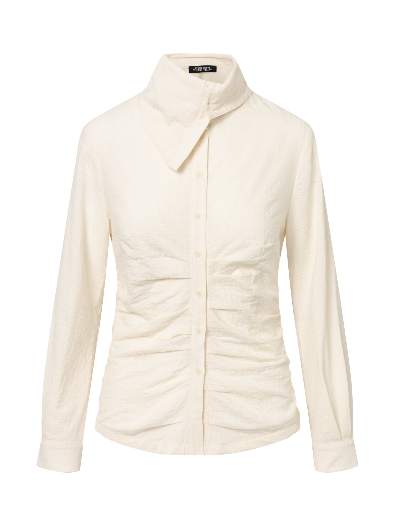 GATHERED BUTTON UP