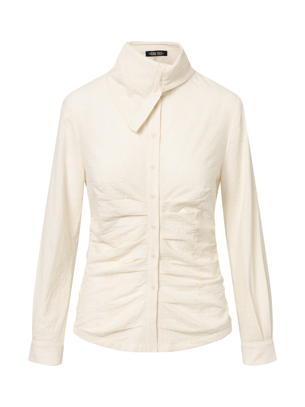GATHERED BUTTON UP