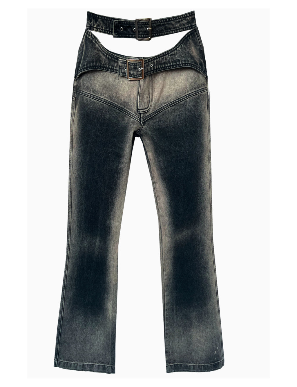 DOUBLE BELTED FLARE JEANS | PRE-ORDER | SHIPS FIRST WEEK OF MAY